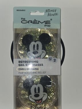 NEW..The Crème Shop x Disney Mickey Mouse Gold Glitter Refreshing Gel Eye Masks